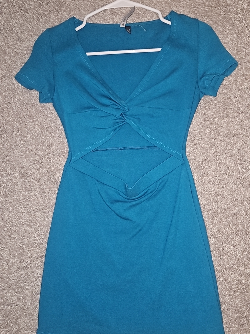 Teal Twist Front Cutout Dress